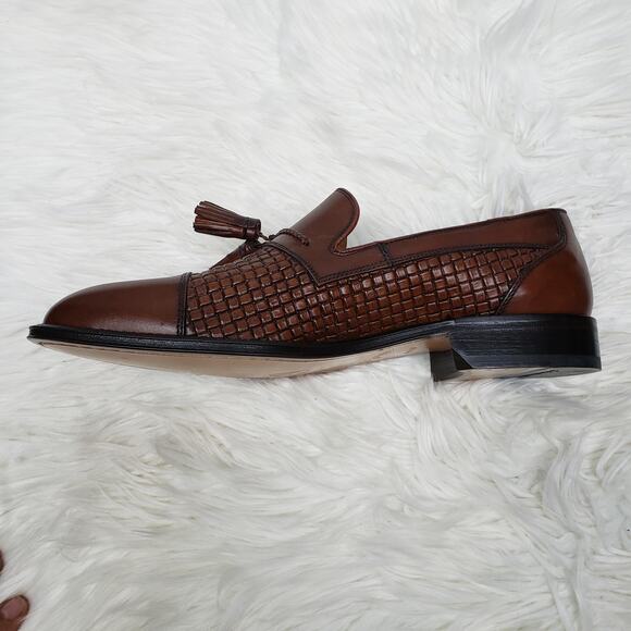 NEW SANDRO MOSCOLONI Seneca Woven Tassel Bologna Loafer 8.5 M Brown leather main image 11